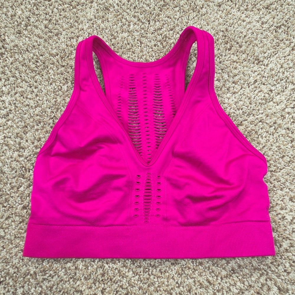 Victoria's Secret Sport Seamless Lazer Cutout Bralette Bra Fuchsia Size S